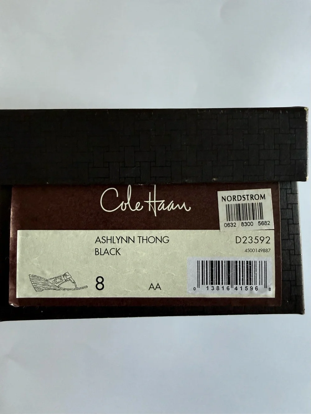 Cole Haan Ashlynn Thong Black Leather Wedge Sandals Size 8 AA Narrow